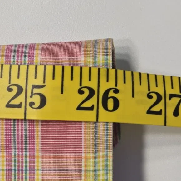 👔 Lands' End No Iron Shirt XL (17-17½)  Pink Yellow Check - Tailored Fit Cotton - Picture 9 of 12